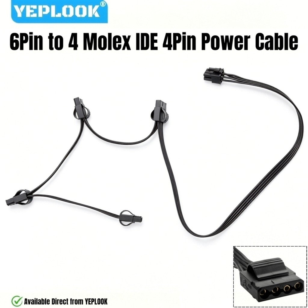 6Pin to 4 Molex IDE 4Pin Peripheral Power Cable สําหรับ Corsair CX750, CX650, CX600, CX550, CX500, C