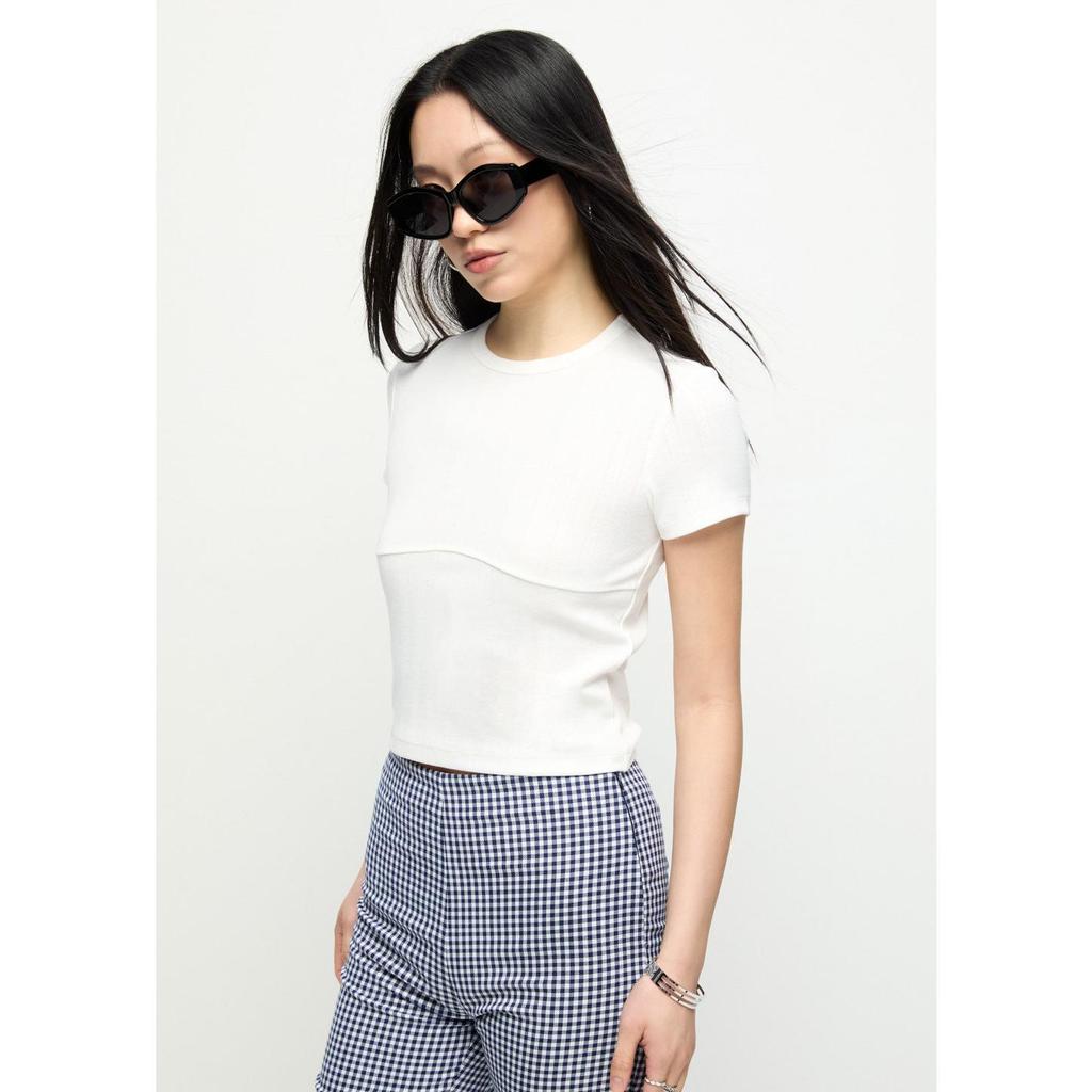 CPS เสื้อยืดดีไซน์เน้นเส้นใต้อก ผู้หญิง UNDERBUST SEAM TEE รุ่น C26SGWB047 (SS26#B3)
