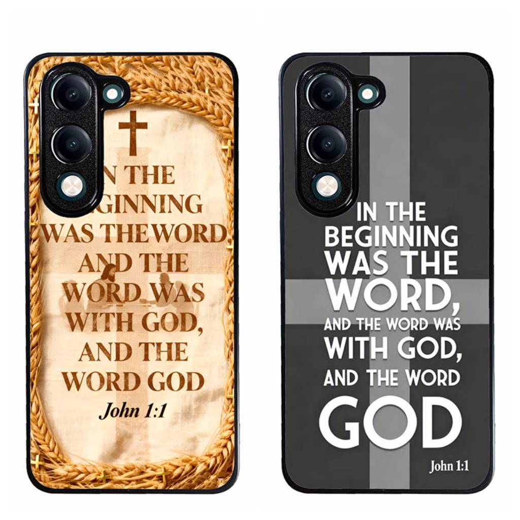 เคสโทรศัพท์สําหรับ Vivo Y04s Bible verse John 1 1 การป้องกันสีดําความงาม