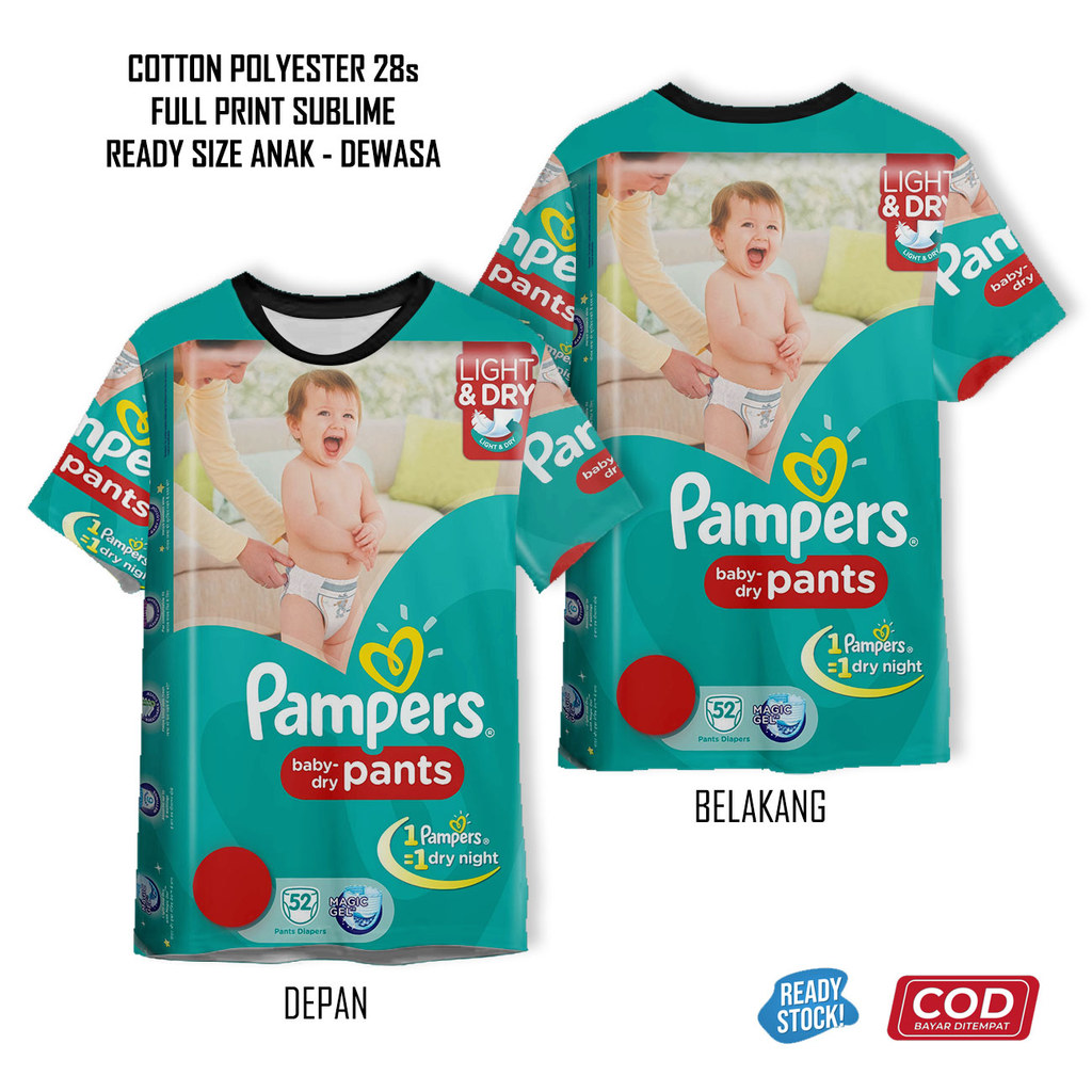 เสื้อยืดผ้าอ้อม Pampers Pempers รุ่น 1 พิมพ์เต็มเท่ | เสื้อผ้าเด็กและผู้ใหญ่ 3D Unisex - Teesmart
