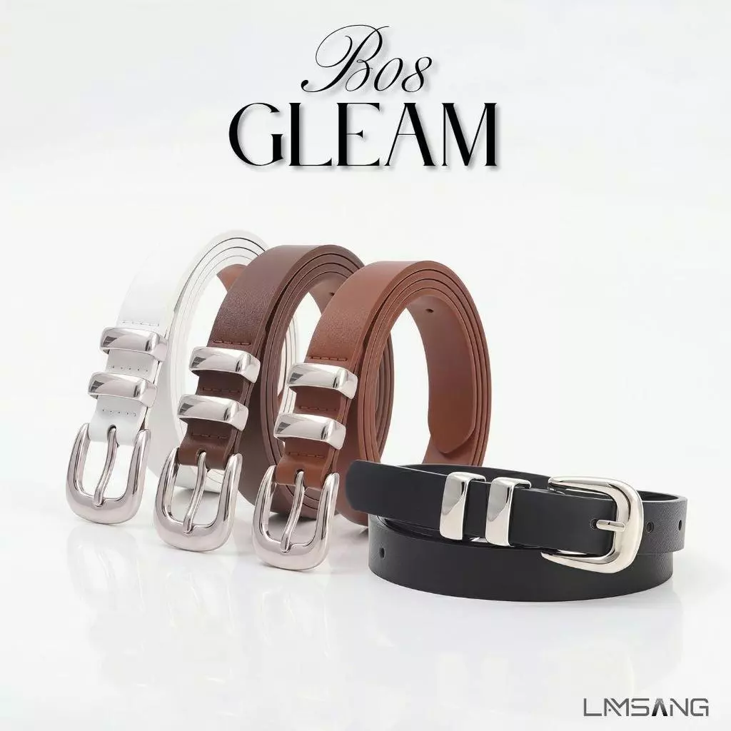 LAMSANG B08 Gleam Belt ข็มขัดผู้หญิง หนัง PU ขนาด 1.8x105 cm.