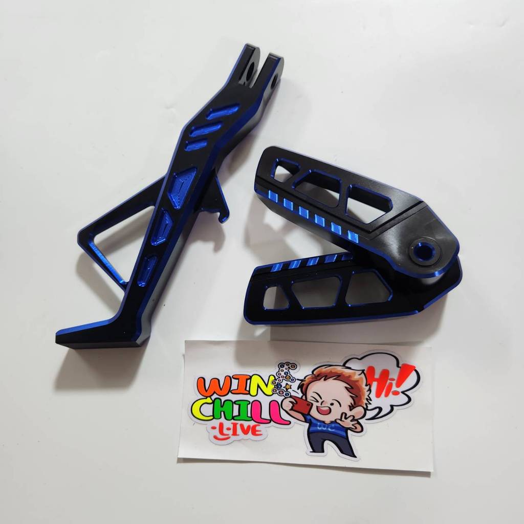 ชุด2ชิ้น DAYIONE ขาตั้ง GIORNO สีเทาตัดดำ + พักเท้าหลัง ZERN8.1 เทาตัดดำ งานCNC