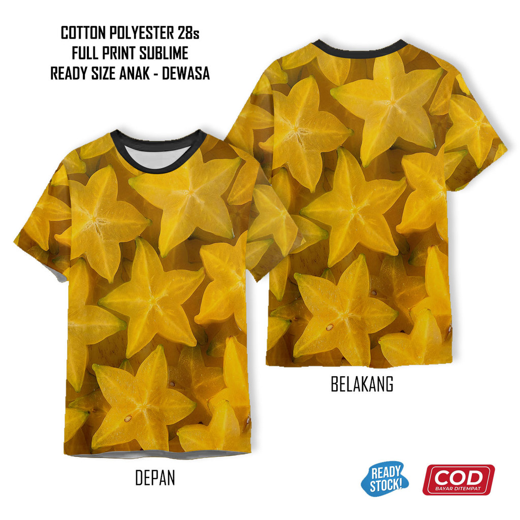 เสื้อยืด StarFruit StarFruit สุดน่ารัก | เสื้อผ้า 3D Unisex สําหรับเด็กและผู้ใหญ่ - Sarana3D