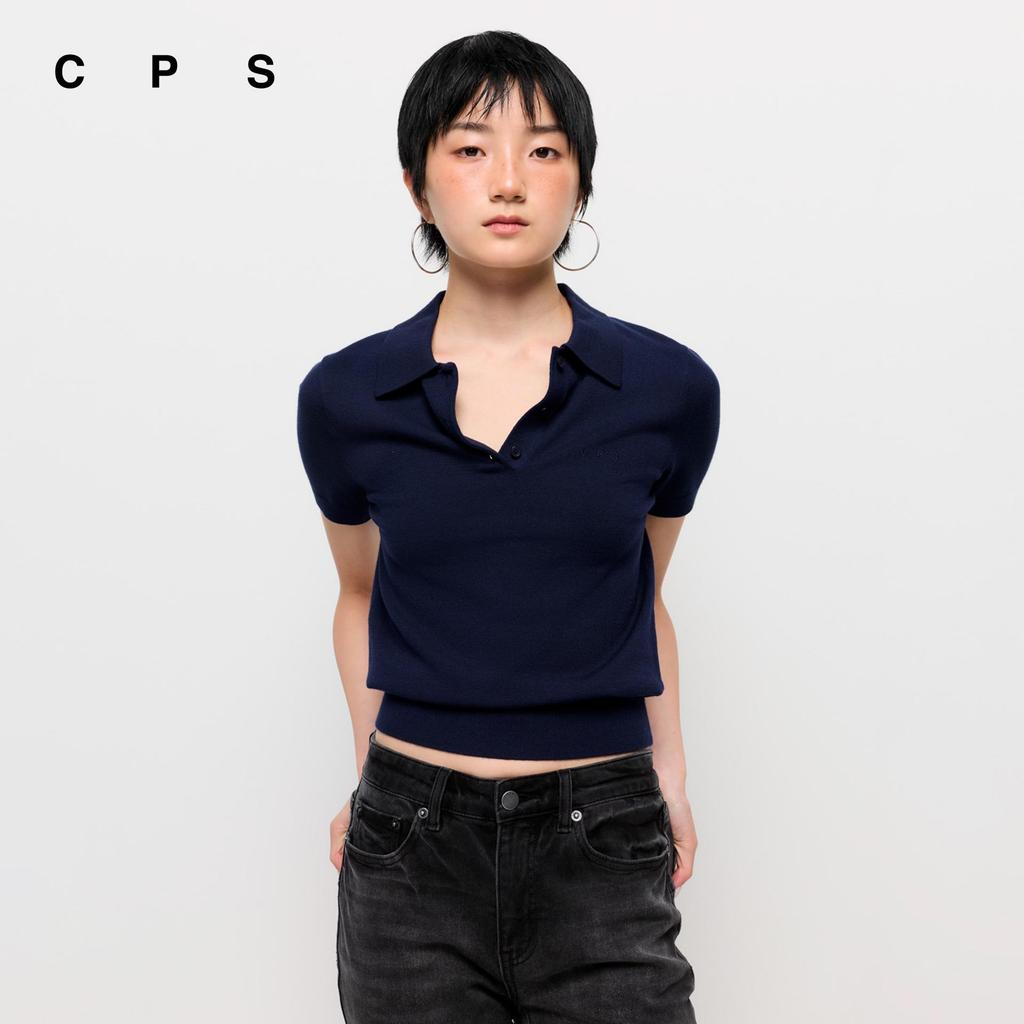 CPS เสื้อโปโลเอวจั๊มพ์ ผู้หญิง CLASSIC NAVY POLO รุ่น C26SGWA069 (SS26#A3)