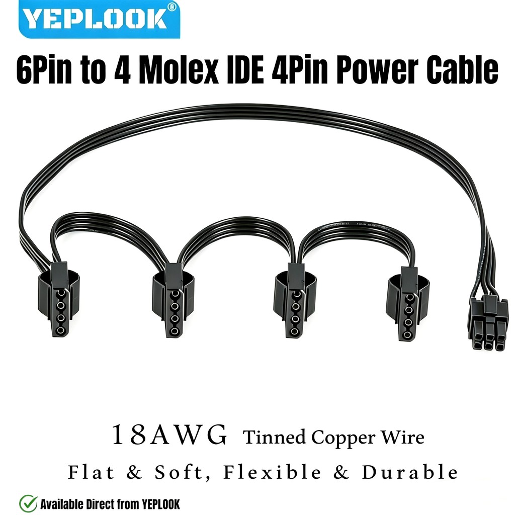 6Pin ถึง 4 Molex 4Pin IDE สายไฟ Corsair CX-M, สําหรับ CX850M, CX750M, CX650M, CX600M, CX550M, CX500M