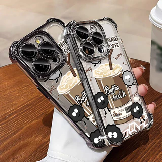 เคสสำหรับ iPhone 7 Plus 8 Plus X Xs Max Xr เคสโทรศัพท์แบบใหม่โปร่งใสซิลิโคนกาแฟฤดูร้อนซอฟต์เชลล์กันกระแทก