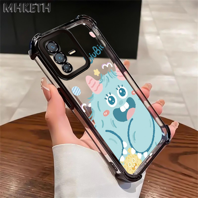 MHKETH เคสสำหรับ VIVO V23 5G V23i 5G S12 5G เคสโทรศัพท์ใส่ชุบสีลายมอนสเตอร์น่ารักกันกระแทก
