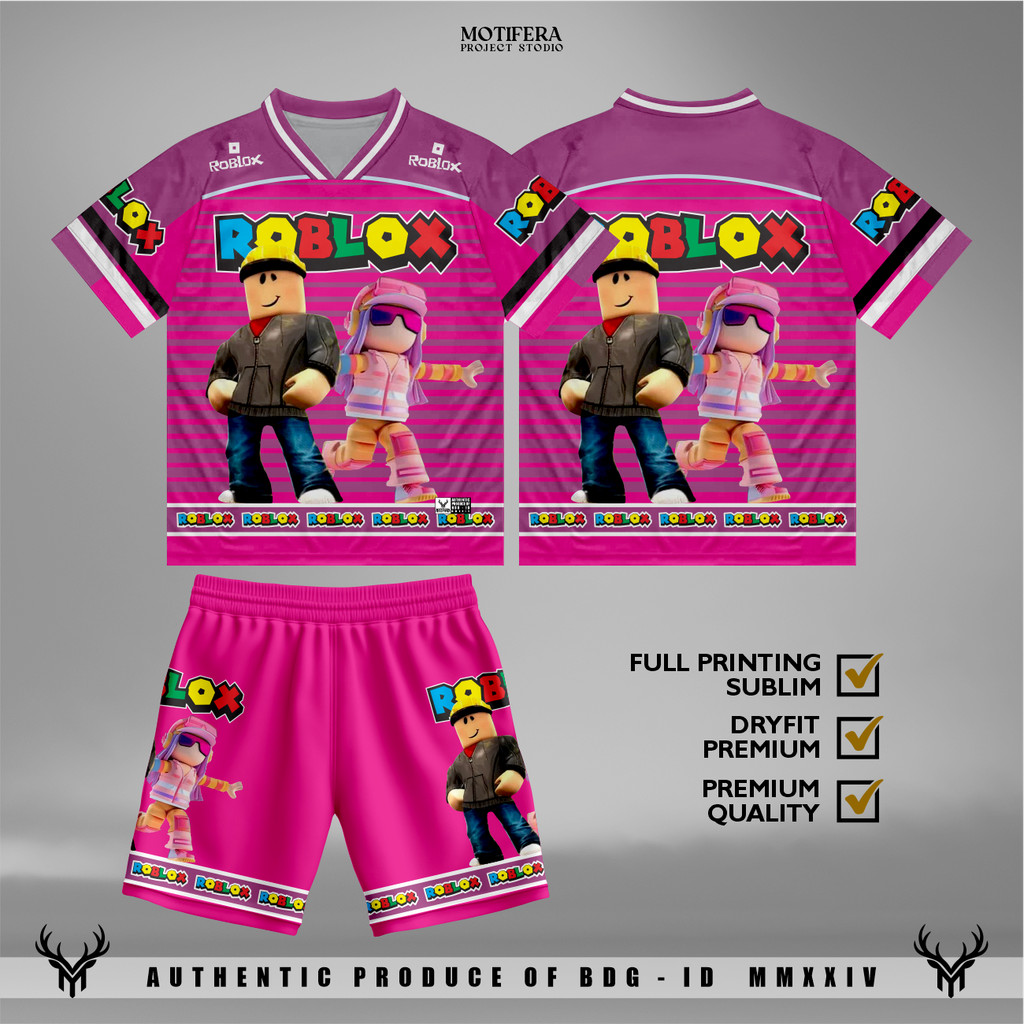 Roblox Pink Game Series 2 ชุดกางเกงเจอร์ซีย์สําหรับผู้ชายและผู้หญิง | ครอบครัวคู่รัก | Family Set - 