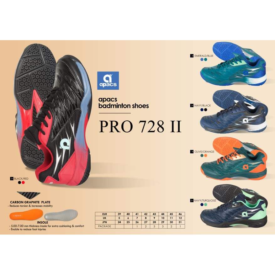 รองเท้าแบดมินตัน Apacs Pro728II-H (4 สี)