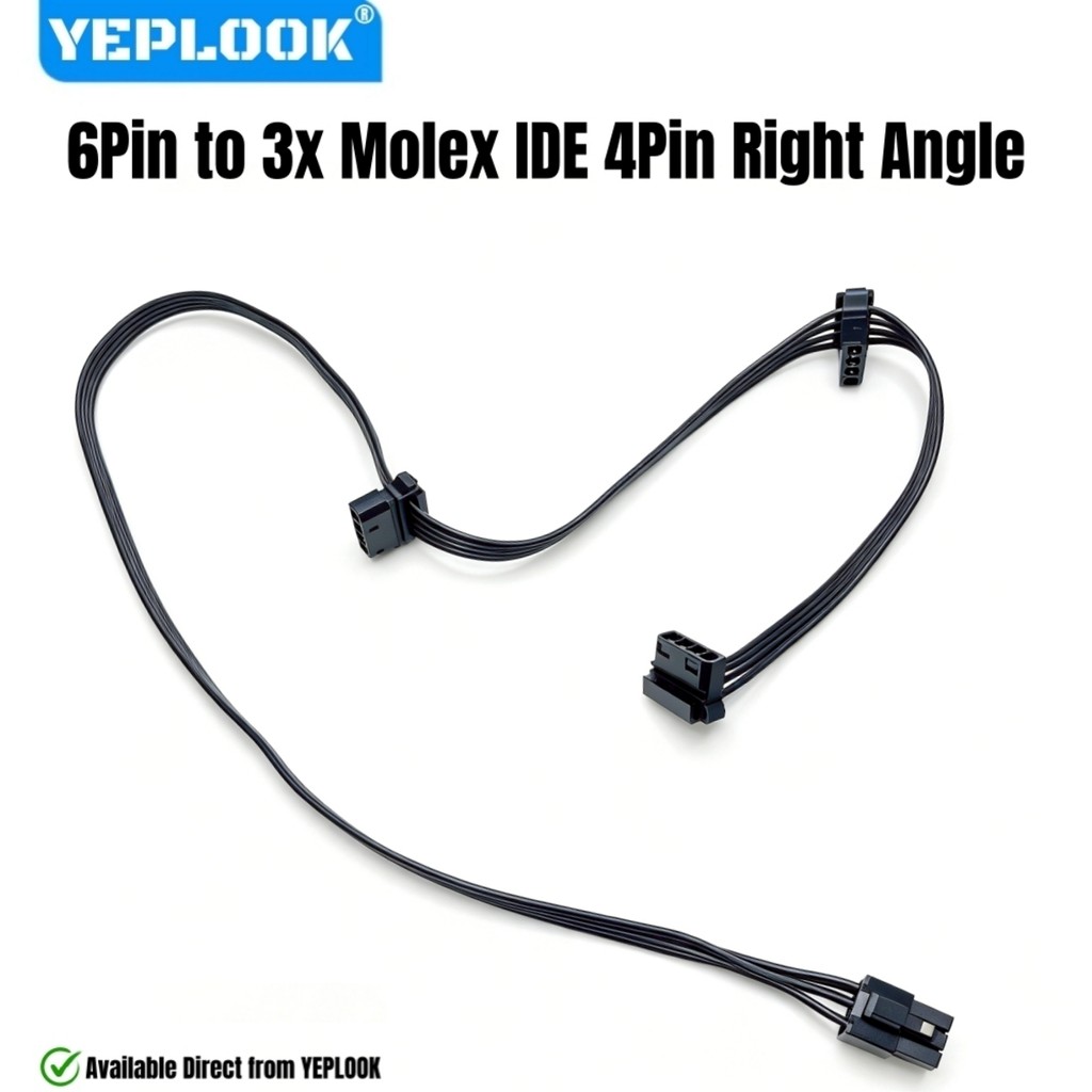 YEPLOOK Molex สายไฟ, 3 Molex IDE 4Pin มุมสําหรับ Corsair CX850M, CX750M, CX650M, CX600M, CX550M, CX5