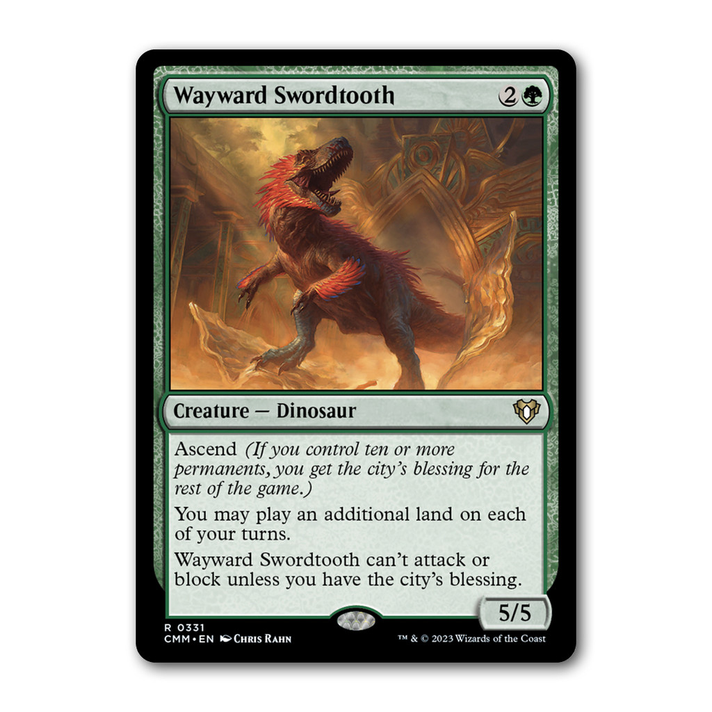 [MTG] Wayward Swordtooth [CMM] [Green] [Rare] [Normal] [ENG] [2023] (Magic: The Gathering)