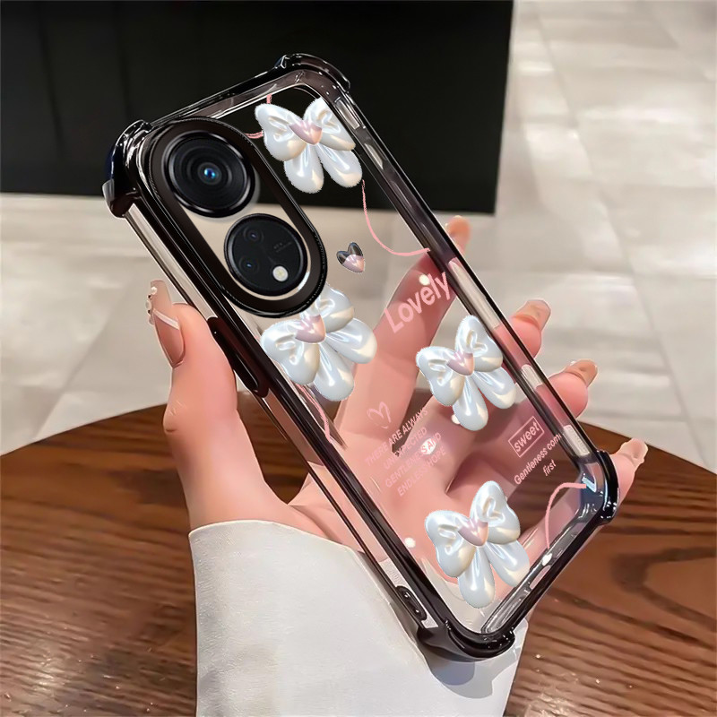 เคสสำหรับ OPPO Reno 8T 5G เคสโทรศัพท์เรียบง่ายโปร่งใสซิลิโคนกุทัณฑ์รูปหัวใจป้องกันการตกซอฟต์เชลล์กันกระแทก