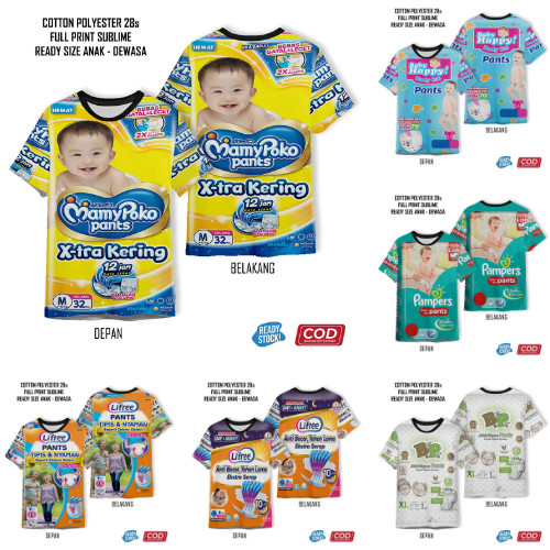 เสื้อยืดผ้าอ้อม Pampers Pempers พิมพ์เต็มเท่ | เสื้อผ้าเด็กและผู้ใหญ่ 3D Unisex - Teesmart