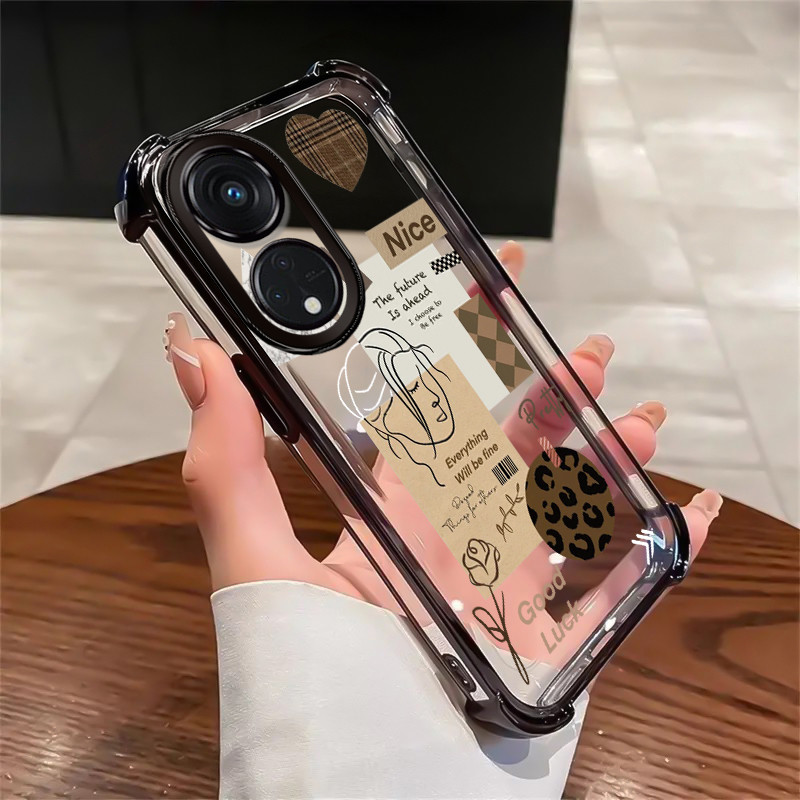 เคสสำหรับ OPPO Reno 8T 5G เคสโทรศัพท์ซอฟต์เชลล์เรียบง่ายดอกไม้รูปหัวใจรอยยิ้มโปร่งใสป้องกันการตกกันกระแทก