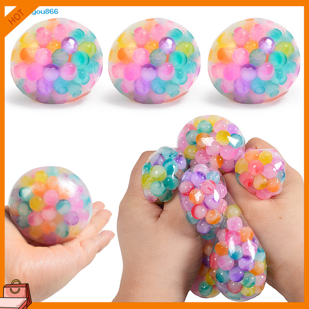 [SNY]☆Rainbow ลูกปัดความเครียด Ball Glitter Soft TPR บีบของเล่นสําหรับความวิตกกังวลบรรเทาที่มีสีสัน Fidget สําหรับเด็กผู้ใหญ่สนุก