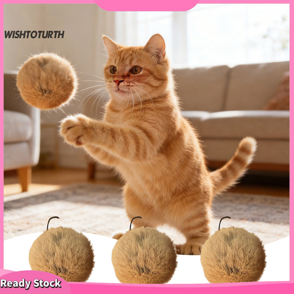 {wishtoturth88}Furry Ball Cat Toy Soft Fluffy Cat Toy Ball Washable Fuzzy Fun Chasing Ball Enrichmen