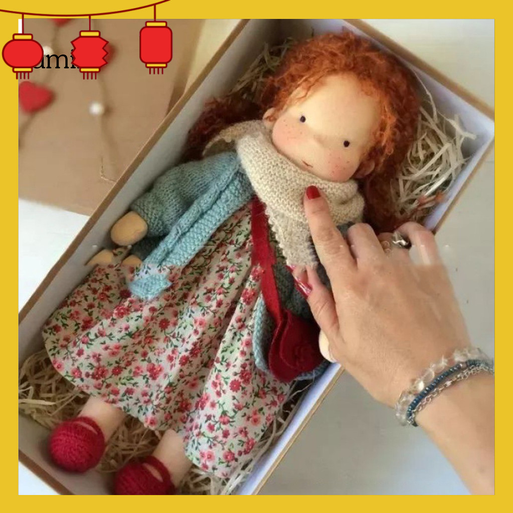 Handmade Waldorf Doll 12" ตุ๊กตาถักนุ่มน่ารักสาวตุ๊กตายัดของเล่นพกพาสะดวกตุ๊กตาโครเชต์วินเทจของขวัญว