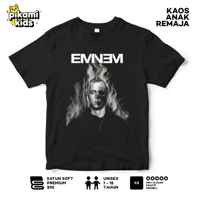 PIKAMI New Edition Eminem Band Childrens Distro T-Shirt - เสื้อผ้าเด็กแถบดํา