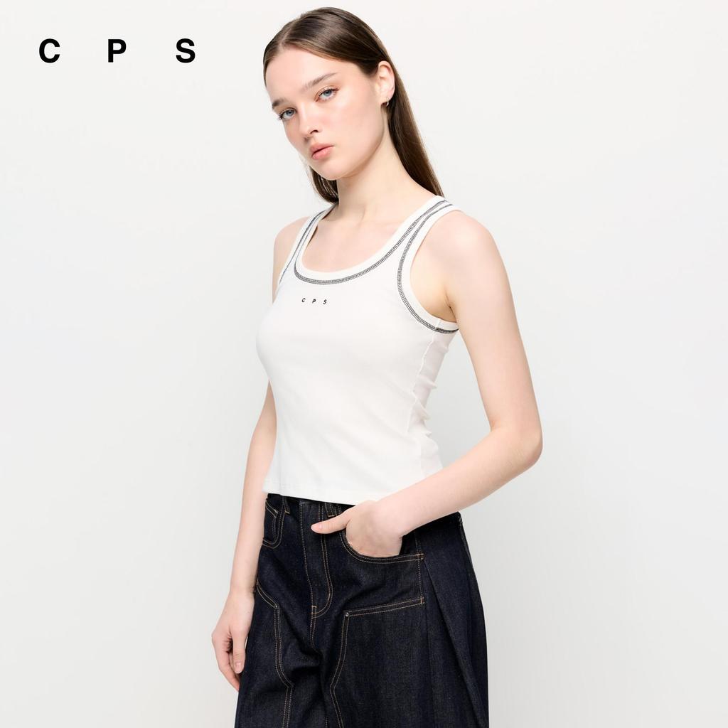 CPS เสื้อกล้ามดีเทลปักด้ายตัดสี ผู้หญิง CONTRAST STITCHING TANK TOP รุ่น C26SGWC079 (SS26#C1)