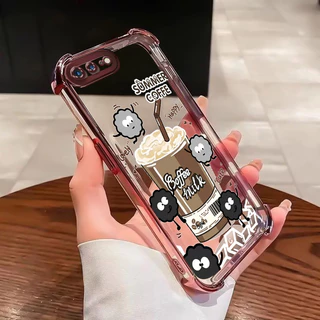 เคสสำหรับ iPhone 7 Plus 8 Plus X Xs Max Xr เคสโทรศัพท์แบบใหม่โปร่งใสซิลิโคนกาแฟฤดูร้อนซอฟต์เชลล์กันกระแทก