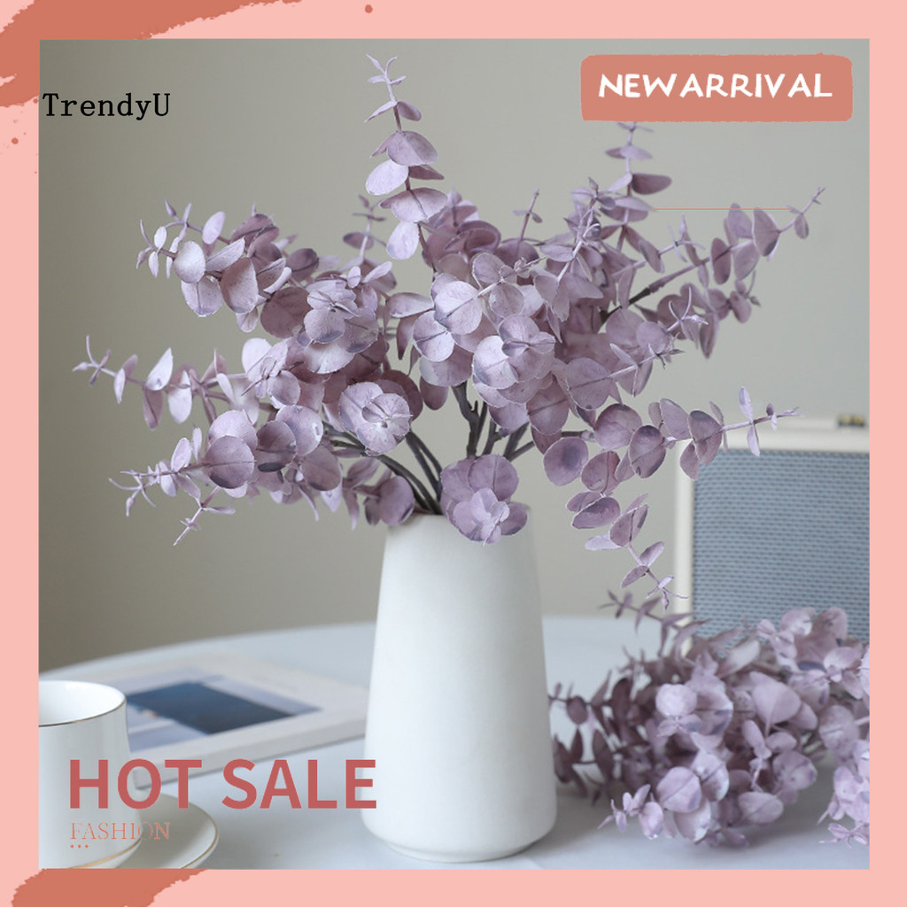 15.7 "Faux Eucalyptus Leaves Stemsประดิษฐ์ใบยูคาลิปตัสสาขาสีจําลองใบปลอมสําหรับตกแต่งบ้านงานแต่งงาน