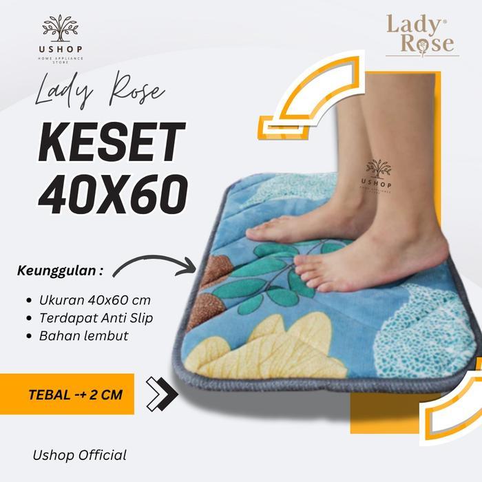 AMS - USHOP LADY ROSE พรมเช็ดเท้าโฟมหนา 40x60 ซม. Motif วัสดุนุ่ม Solid Fur Smooth Soft