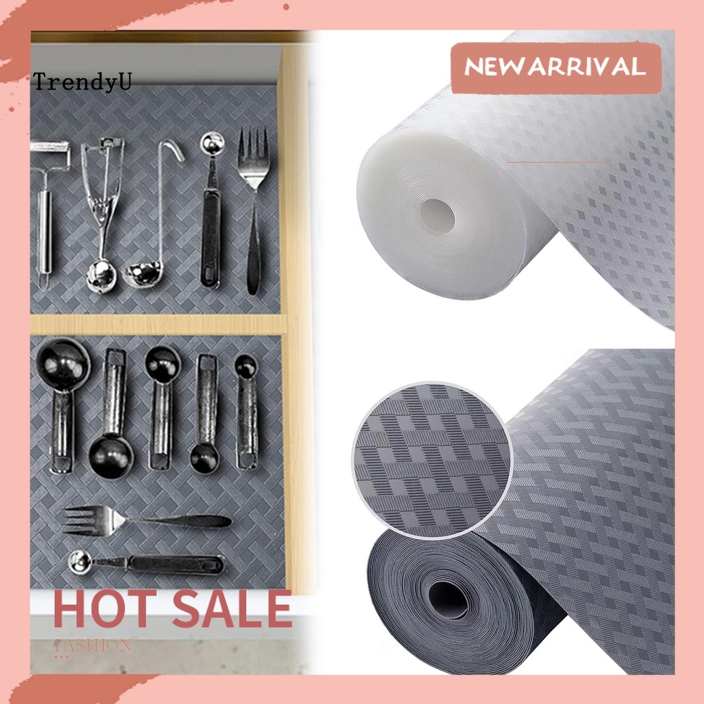 Non-Adhesive Shelf Liner ตู้ครัว Protector อาหารปลอดภัยตัดง่ายสะอาดลื่นกันน้ําลิ้นชัก Liner ปกป้องพื้นผิว Cupboard Liner