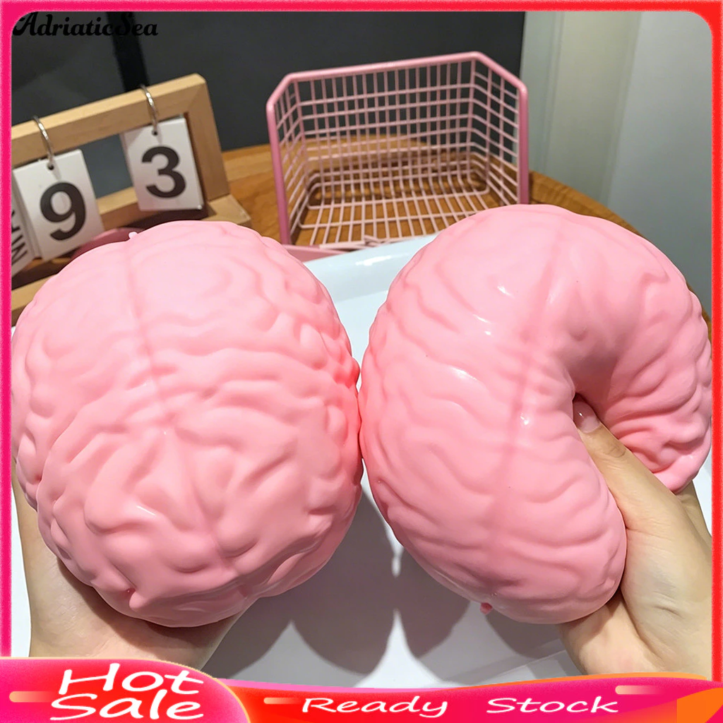[COD]☆1/2ชิ้นยักษ์จําลองสมองบีบของเล่นความเครียดบรรเทาสีชมพูสมองประสาทสัมผัสของเล่นบีบอัดช้าเพิ่มขึ้นสมองที่สมจริงอยู่ไม่สุข