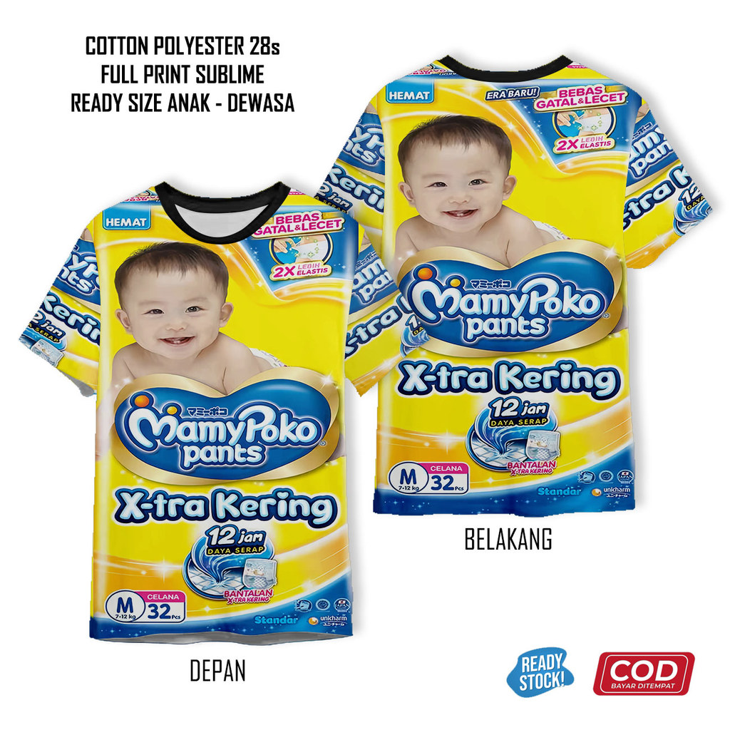 เสื้อยืดผ้าอ้อม Pampers Pempers รุ่น 3 พิมพ์เต็มเท่ | เสื้อผ้าเด็กและผู้ใหญ่ 3D Unisex - Teesmart