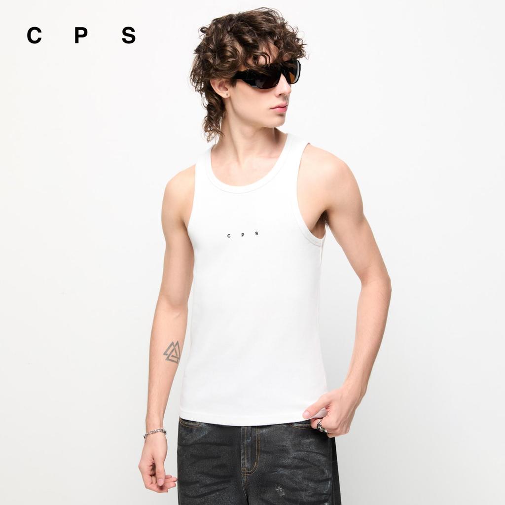 CPS เสื้อกล้ามปักโลโก้อักษร C P S ผู้ชาย C P S EMBROIDERED LOGO TANK TOP รุ่น C26SGMA052 (SS26#A1)