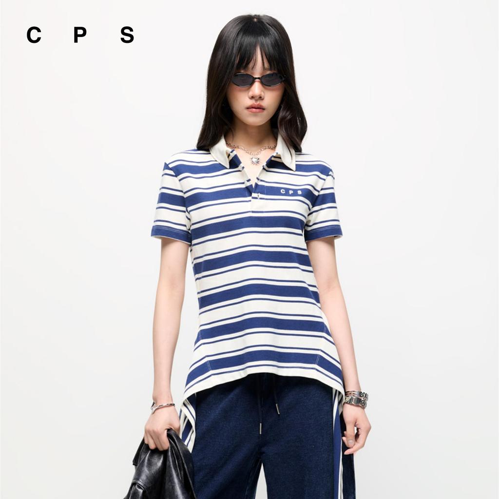 CPS เสื้อโปโลลายทาง ผู้หญิง STRIPED JERSEY POLO รุ่น C26SGWA073 (SS26#A3)