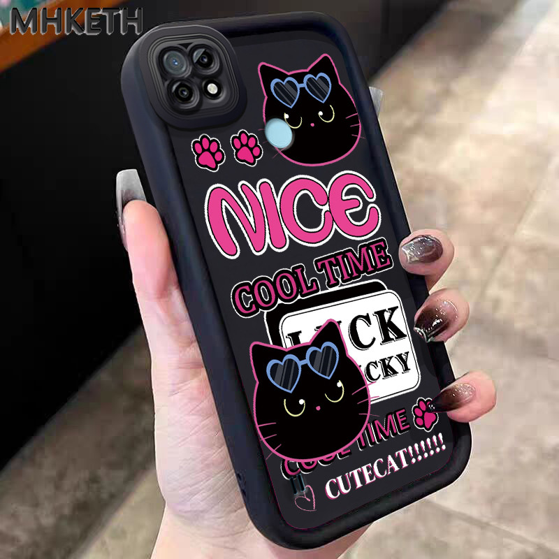 MHKETH เคสสำหรับ Realme C21 เคสโทรศัพท์ซิลิโคนลายแมวน่ารักกันกระแทก