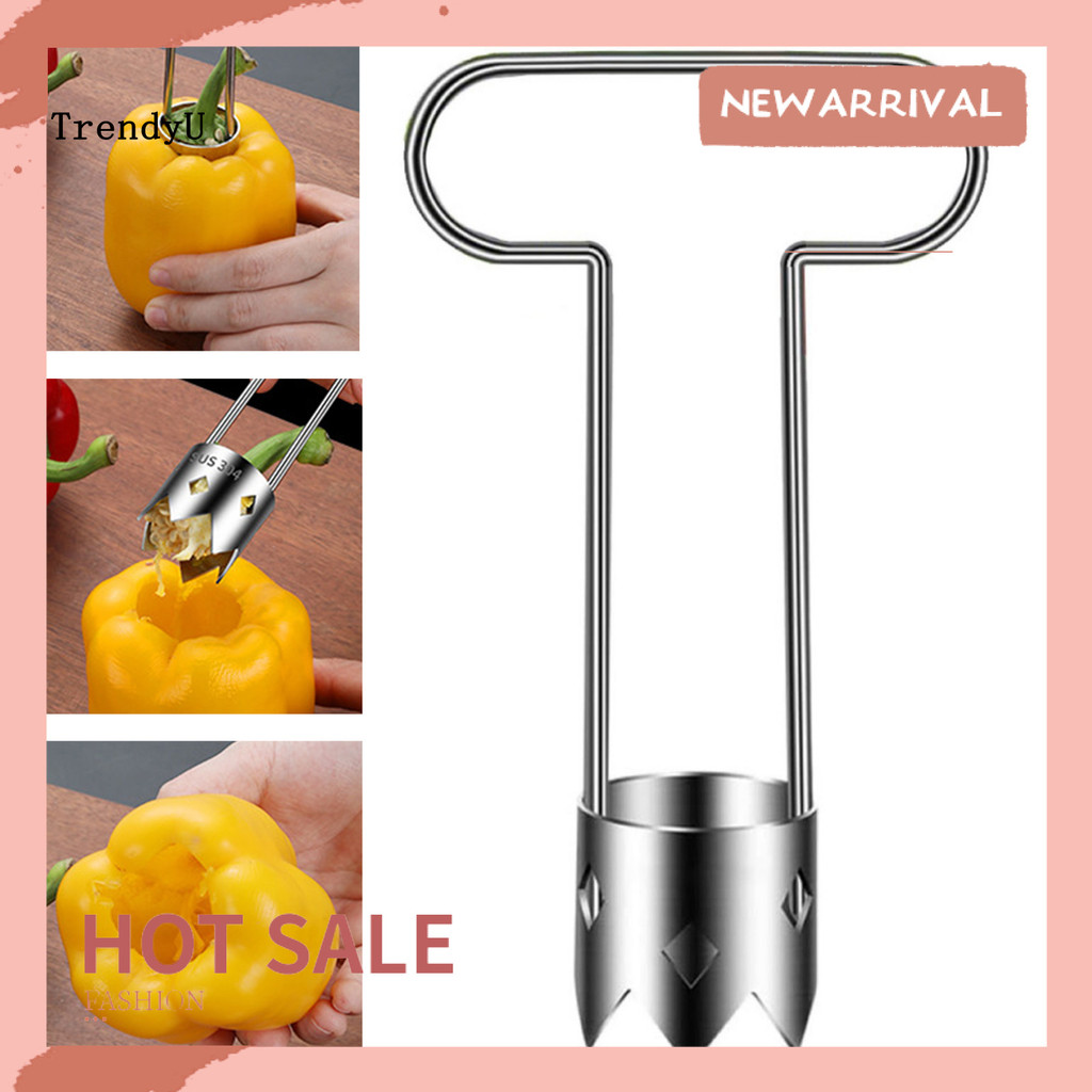 Fruit Corer เครื่องกําจัดแกนสแตนเลสสําหรับ Apples Pears Peaches การออกแบบขนาดคู่ทําความสะอาดง่ายอุปก