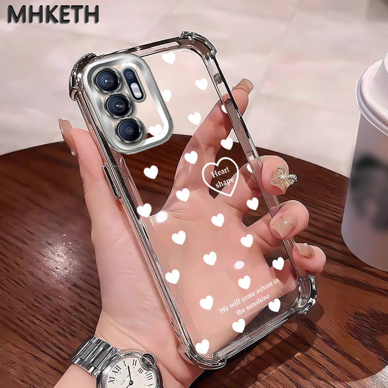 MHKETH เคสสำหรับ OPPO Reno 6Z 5G เคสโทรศัพท์แบบใสชุบขอบมีแอร์แบ็กกันตกทั้งสี่มุม