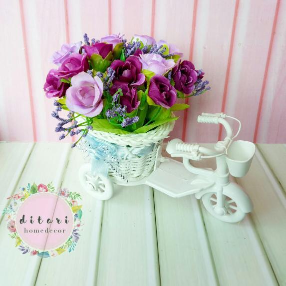 MAWAR AMS - FAKE ARTIFICIAL BICYCLE BUBGA ROSES บ้านตกแต่ง UP686