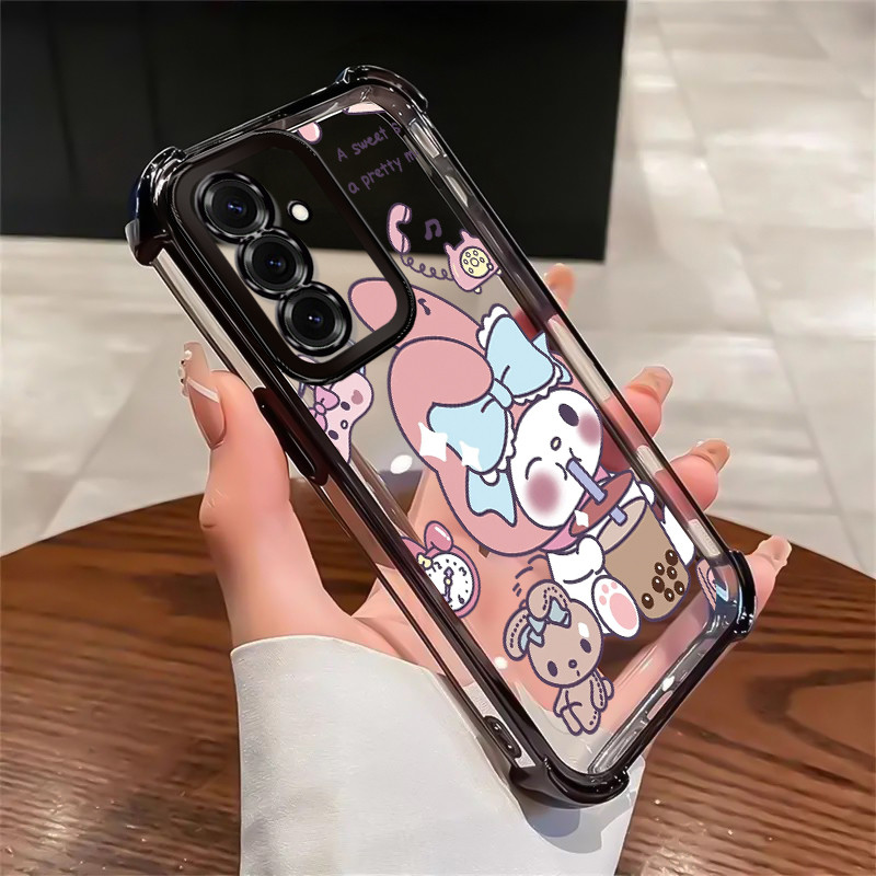 เคสสำหรับ Samsung S25 Plus S25 FE 5G เคสโทรศัพท์โปร่งใสแบบใหม่กระต่ายปกป้องป้องกันการตกกันกระแทก