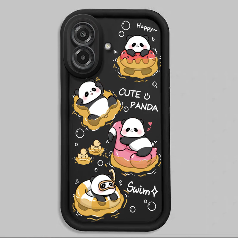 เคสสำหรับ Samsung A07 M07 F07 F70E 5G M17E 5G เคสโทรศัพท์แบบใหม่แพนด้าน่ารักสามสีซิลิโคนครบวงจรซอฟต์เชลล์กันกระแทก