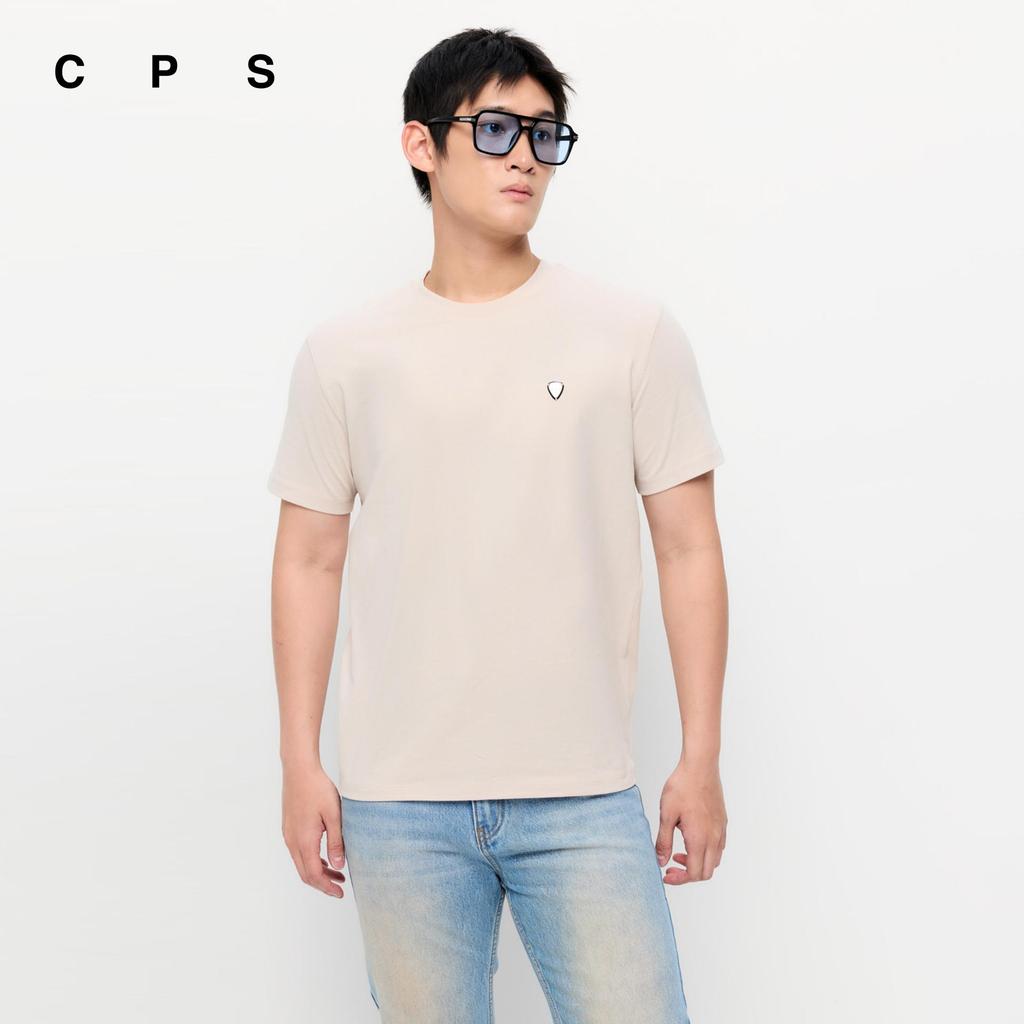 CPS เสื้อยืดคอกลมแต่งโลโก้ปิ๊กกีตาร์ซิกเนเจอร์ ผู้ชาย COTTON JERSEY ROUND NECK TEE รุ่น C26SGMC052 (SS26#C1)