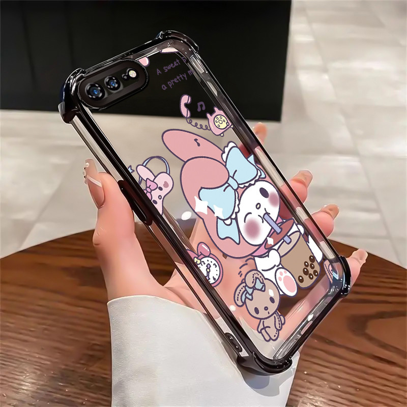 เคสสำหรับ iPhone 7 Plus 8 Plus X Xs Max Xr เคสโทรศัพท์โปร่งใสแบบใหม่กระต่ายปกป้องป้องกันการตกกันกระแทก
