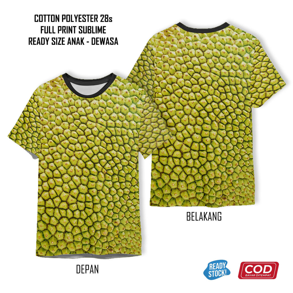 เย็นพิมพ์เต็มขนุนผลไม้ผิวเสื้อยืด | เสื้อผ้า 3D Unisex สําหรับเด็กและผู้ใหญ่ - Sarana3D