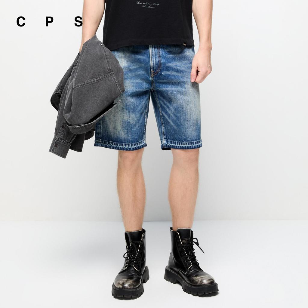 CPS กางเกงยีนส์ฟอกขาสั้น ผู้ชาย REGULAR BLUE JEANS SHORTS รุ่น C26SGMA089 (SS26#A1)