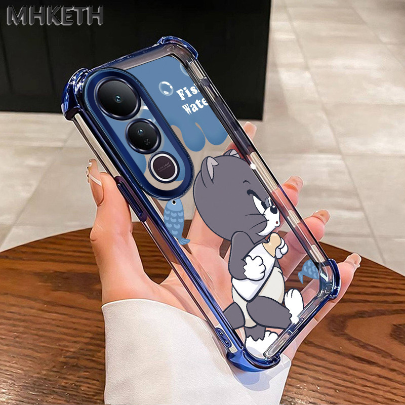 MHKETH เคสสำหรับ VIVO V50 Lite 5G V50 Lite 4G เคสโทรศัพท์ลายการ์ตูนสุดฮิตโปร่งใสชุบอิเล็กโทรไลต์กันกระแทก