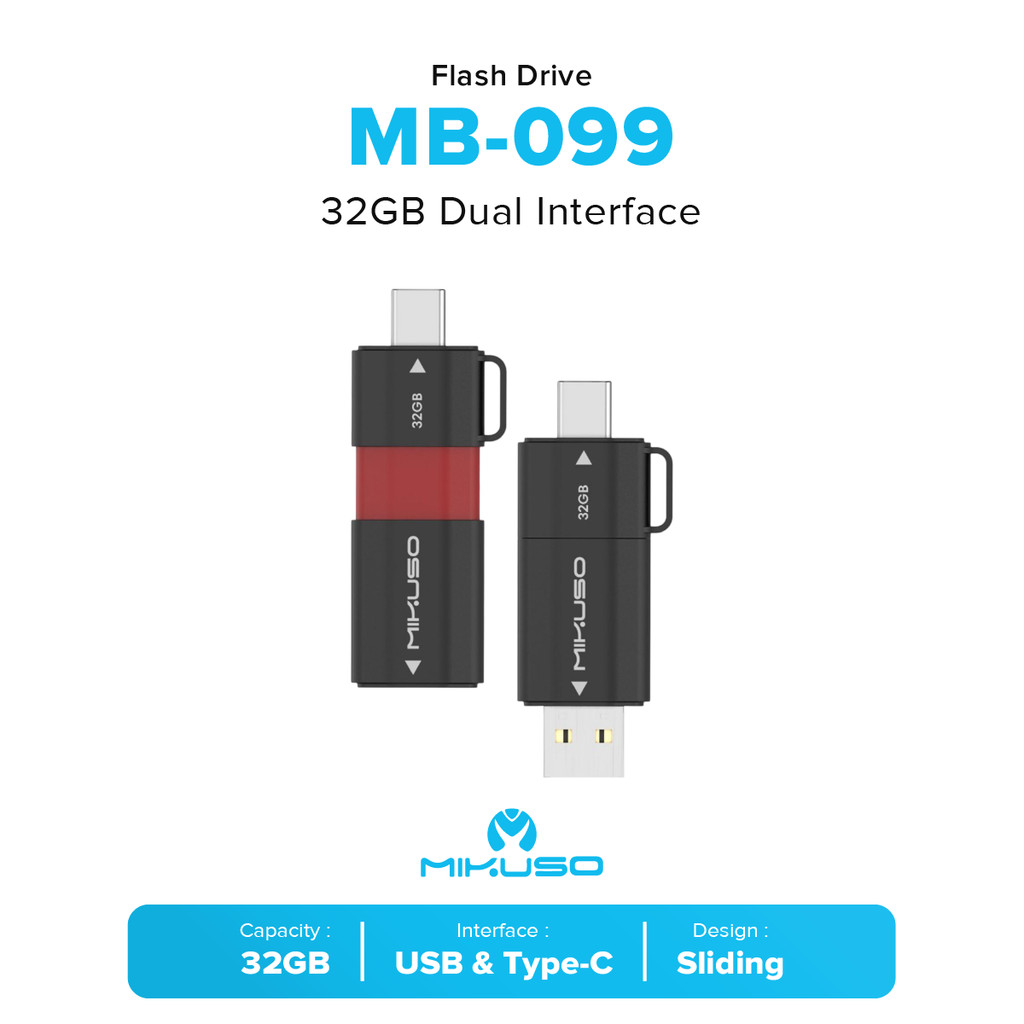 Mikuso MB-099 32GB อินเทอร์เฟซคู่ USB 3.2 + แฟลชไดรฟ์ Type-C Flashdisk