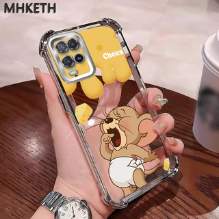 MHKETH เคสสำหรับ OPPO A54 เคสโทรศัพท์ลายการ์ตูนสุดฮิตโปร่งใสชุบอิเล็กโทรไลต์กันกระแทก