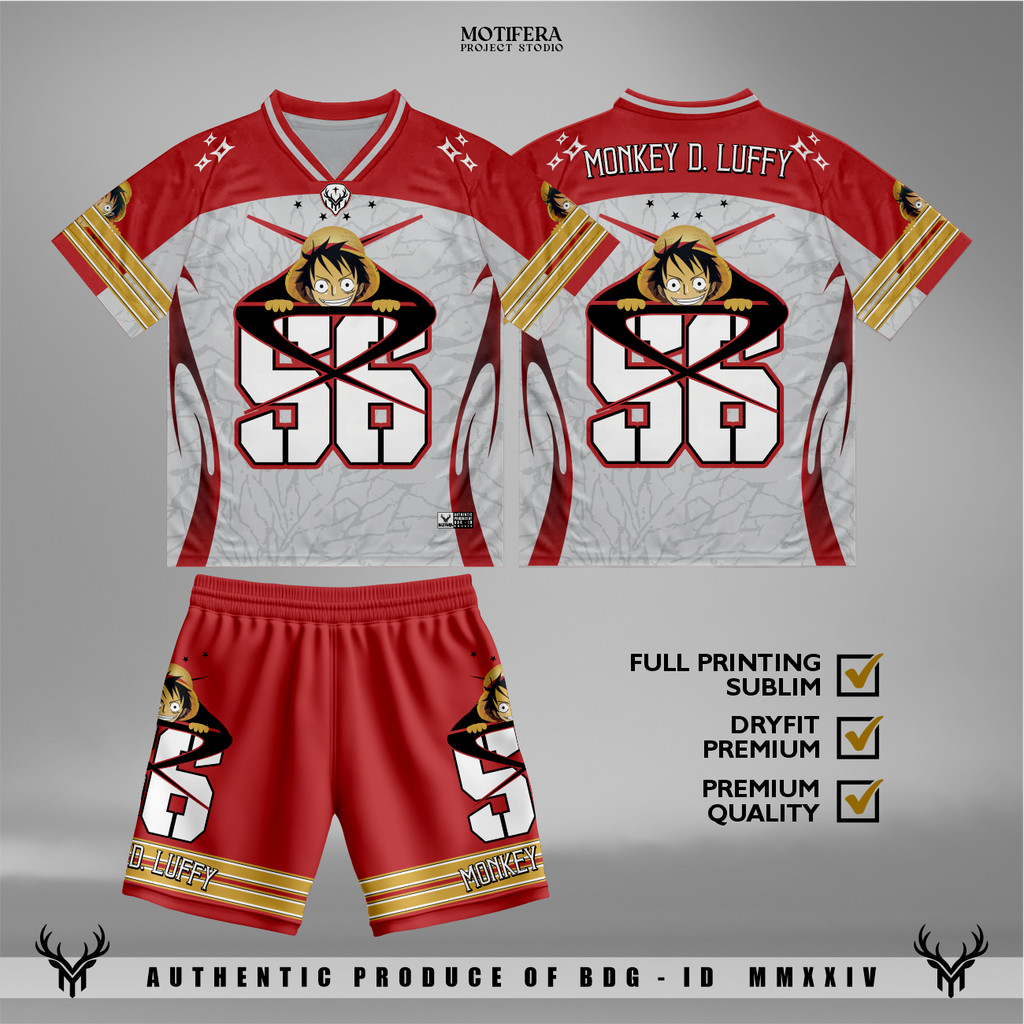Monkey D Luffy 56 One Piece Series 1 Anime Jersey Pants Set สําหรับผู้ชายและผู้หญิง | ครอบครัวคู่รัก