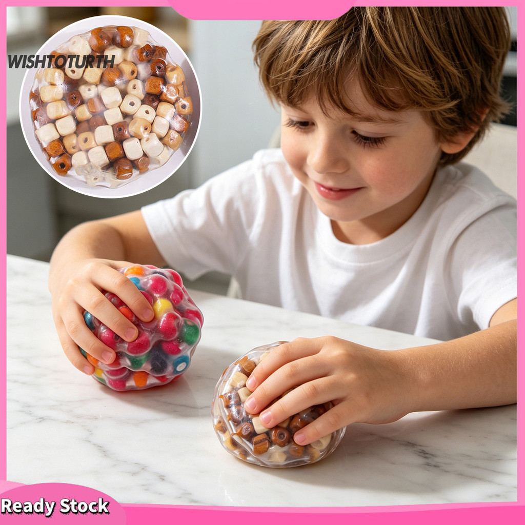 {wishtoturth88}Rainbow Wood Grain Squeeze Ball Soft TPR Fidget สําหรับความเครียดบรรเทา Moldable Slow