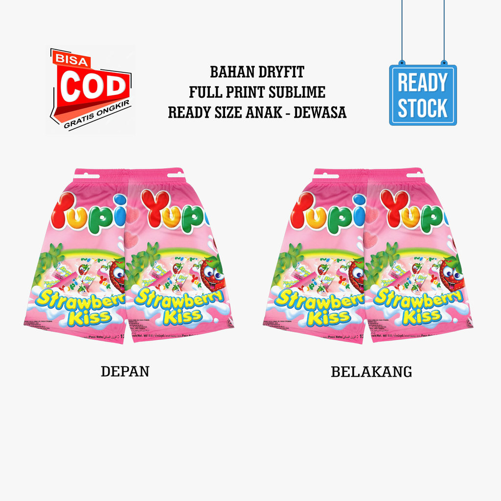 Yupi Strawberry Kiss Dryfit Candy Jersey Pants 3D Bottoms for Kids to Jumbo Adults Unisex - Markaz3D