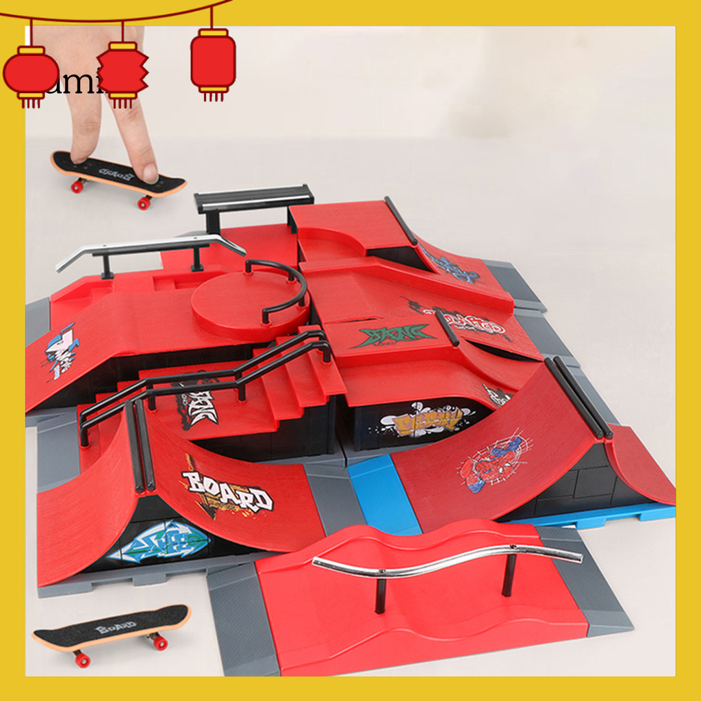 Finger Skateboard ที่ถอดออกได้หลายฉาก ABS Finger Skateboard Park Ramp ของเล่นสําหรับเด็ก