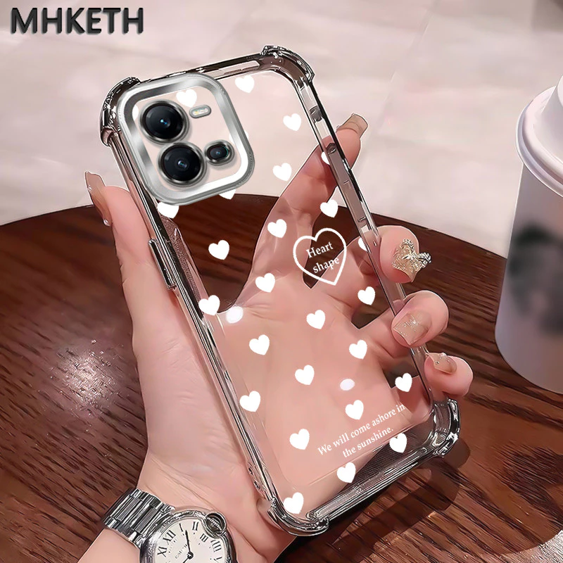 MHKETH เคสสำหรับ VIVO V25 5G V25 Pro 5G V25E X80 Lite 5G เคสโทรศัพท์แบบใสชุบขอบมีแอร์แบ็กกันตกทั้งสี่มุม