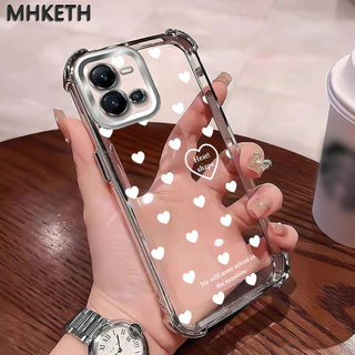 MHKETH เคสสำหรับ VIVO V25 5G V25 Pro 5G V25E X80 Lite 5G เคสโทรศัพท์แบบใสชุบขอบมีแอร์แบ็กกันตกทั้งสี่มุม